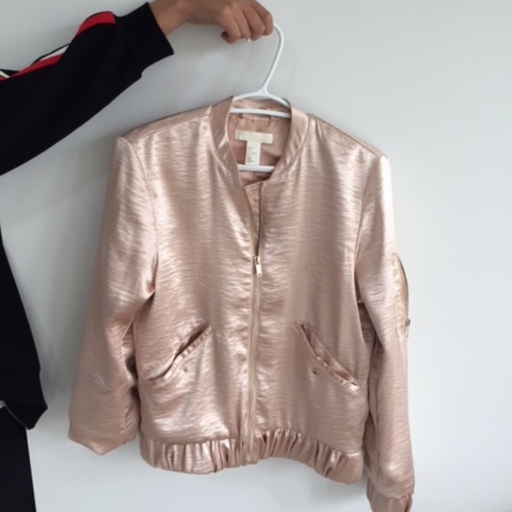 Pink Satin-y Bomber Jacket
